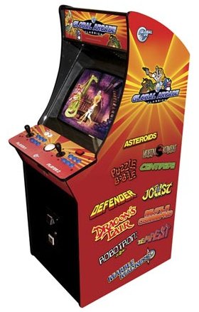 A typical arcade video game cabinet