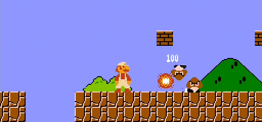Mario can use fireballs to eliminate enemies