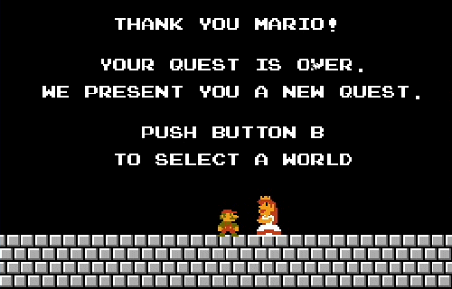 After defeating Bowser, Mario finally meets Princess Toadstool