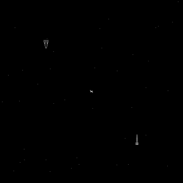 A screenshot of the game Spacewar! (1962)