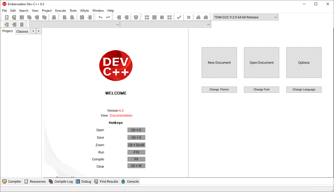 The IDE user interface opens