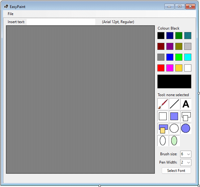 The completed EasyPaint program interface