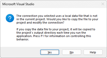 Copy the database file to your project