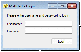 The MathTest login form interface