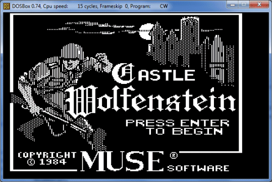 A DOS version of Castle Wolfenstein can be downloaded from the My Abandonware website
          (http://www.myabandonware.com/game/castle-wolfenstein-3l#download)