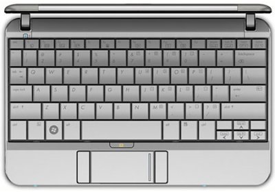 An 84-key HP Mini 2140 Netbook computer keyboard