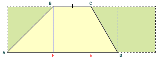 The rectangle has double the area of the original trapezium