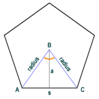 An isosceles triangle is formed by one side and two adjacent radius lines