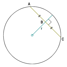 Radius r is the perpendicular bisector of chord AC