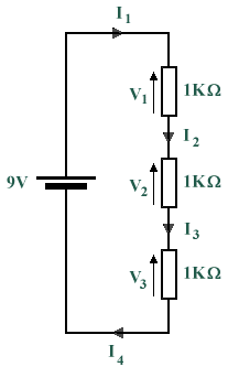 Simple circuit with three resistors in series