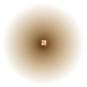 A graphical representation of a helium atom