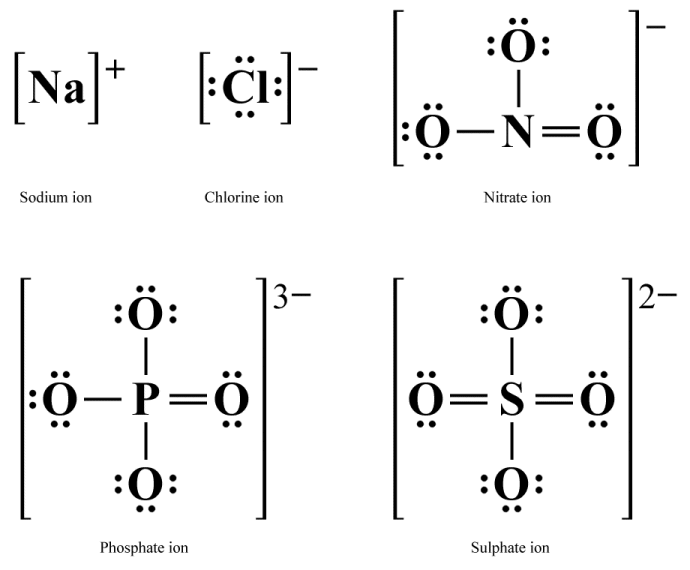 Lewis structures for various ions