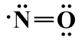 The completed Lewis diagram for NO 