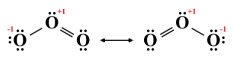 Resonance structures for ozone (O3)