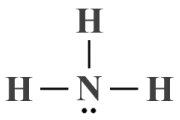 A Lewis structure diagram for the ammonia (NH3) molecule