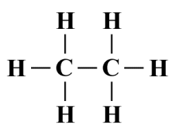 A Lewis structure diagram for the ethane (C2H6) molecule