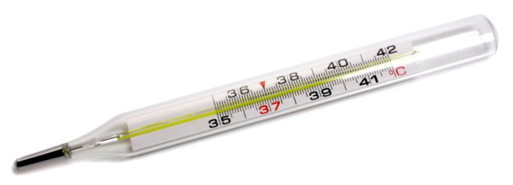A modern mercury-in-glass thermometer