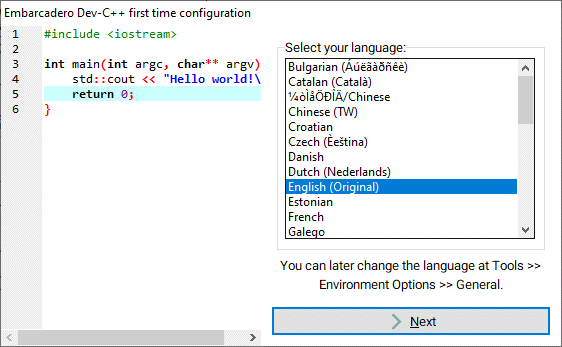 Choose a language