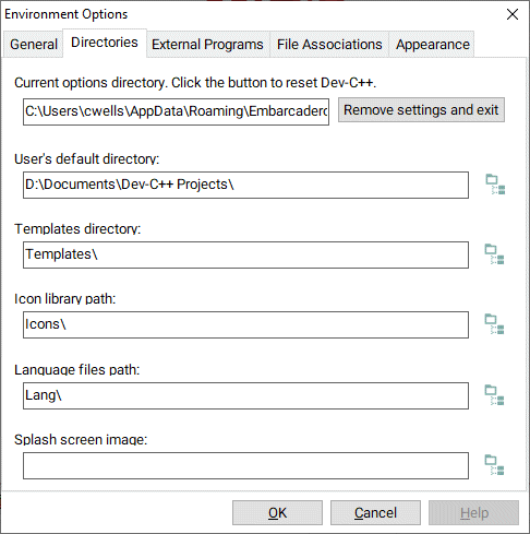 Select the Directories tab and browse to your chosen folder