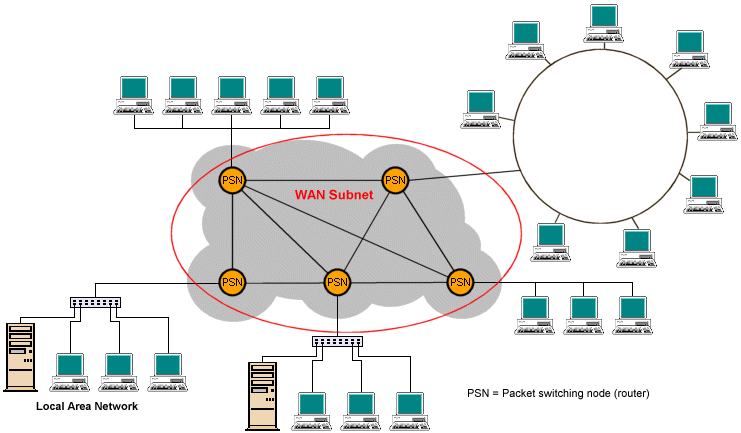 LANs in a wide area network (WAN) are connected by a subnet