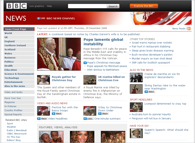 The BBC News Front Page