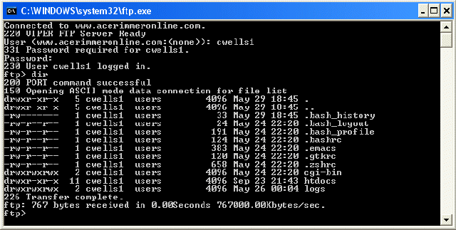 Using FTP from the command line