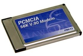 A PCMCIA modem is designed to fit into a laptop computer