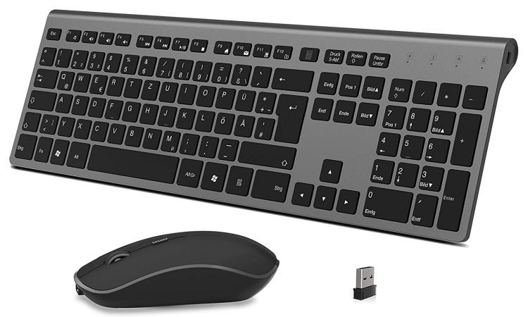 A Bluetooth wireless keyboard and mouse together with USB Bluetooth dongle