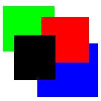 A bitmapped image of coloured blocks saved as a JPEG