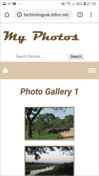 The photo gallery layout on a Samsung Galaxy A5 smartphone