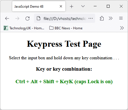 The reportKey() function identifies a number of key combinations