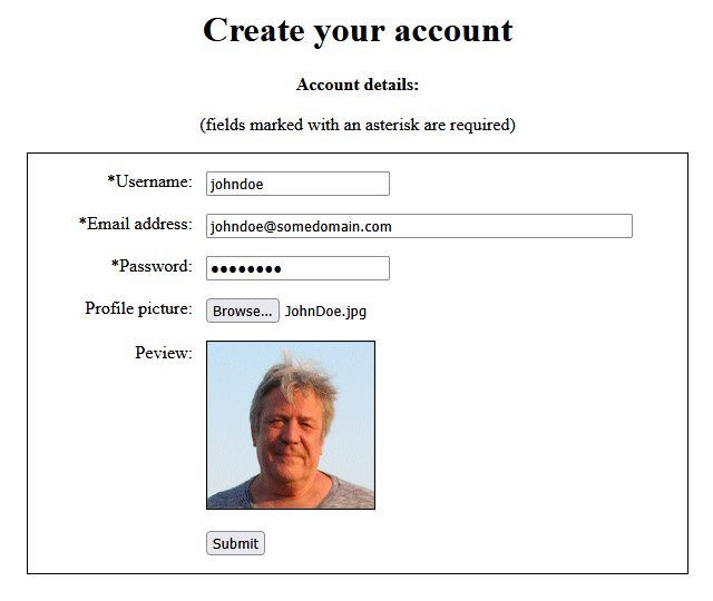 Open the file sign-up-with-avatar.html and complete the form
