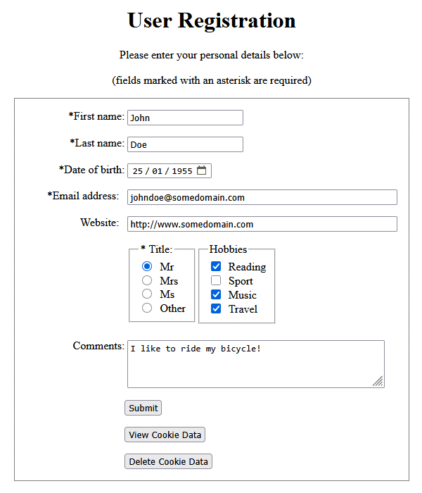 The completed form, ready to be submitted