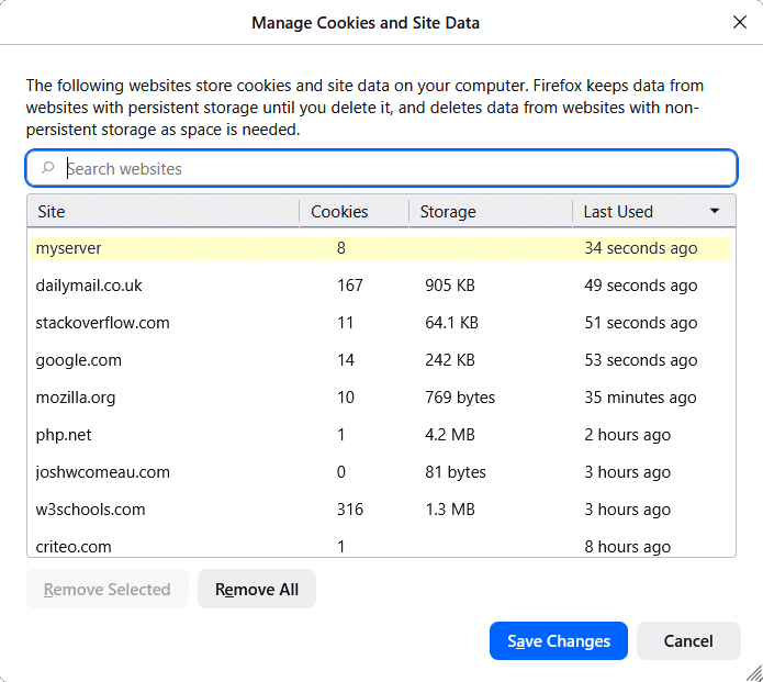 Information about the cookies stored by your browser can be found in the browser's settings 