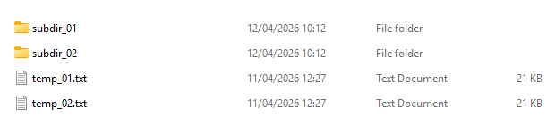 The contents of the temp directory