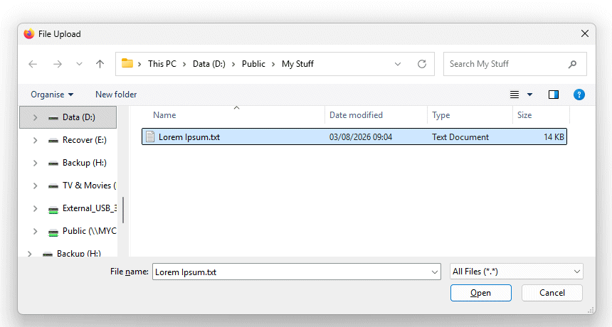 Select a file to upload