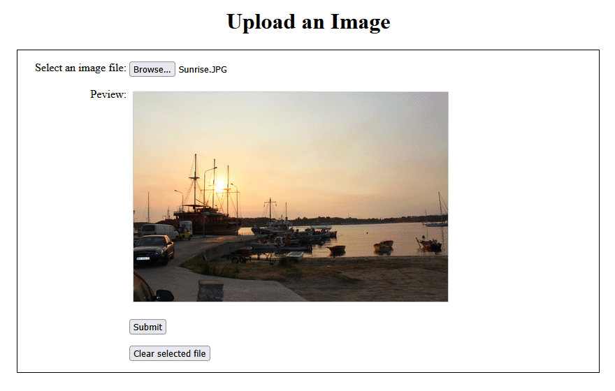 The Sunrise.JPG file has been selected