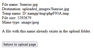 The file already exists in the upload folder