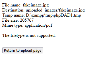 The mime type does not match the file extension