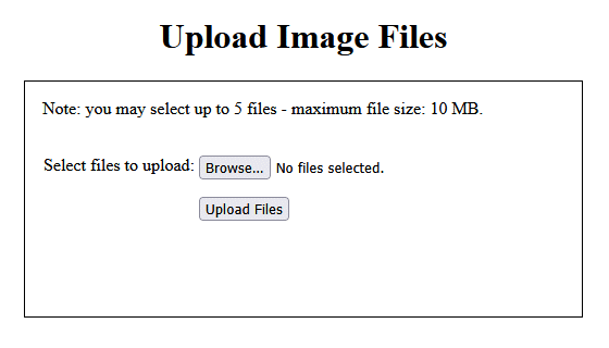 The new image upload page