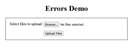 The errors_demo.html upload page