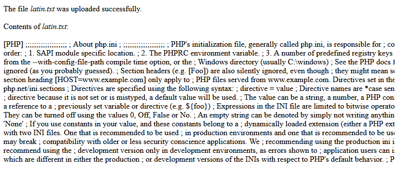 The attacker now has access to the php.ini file!